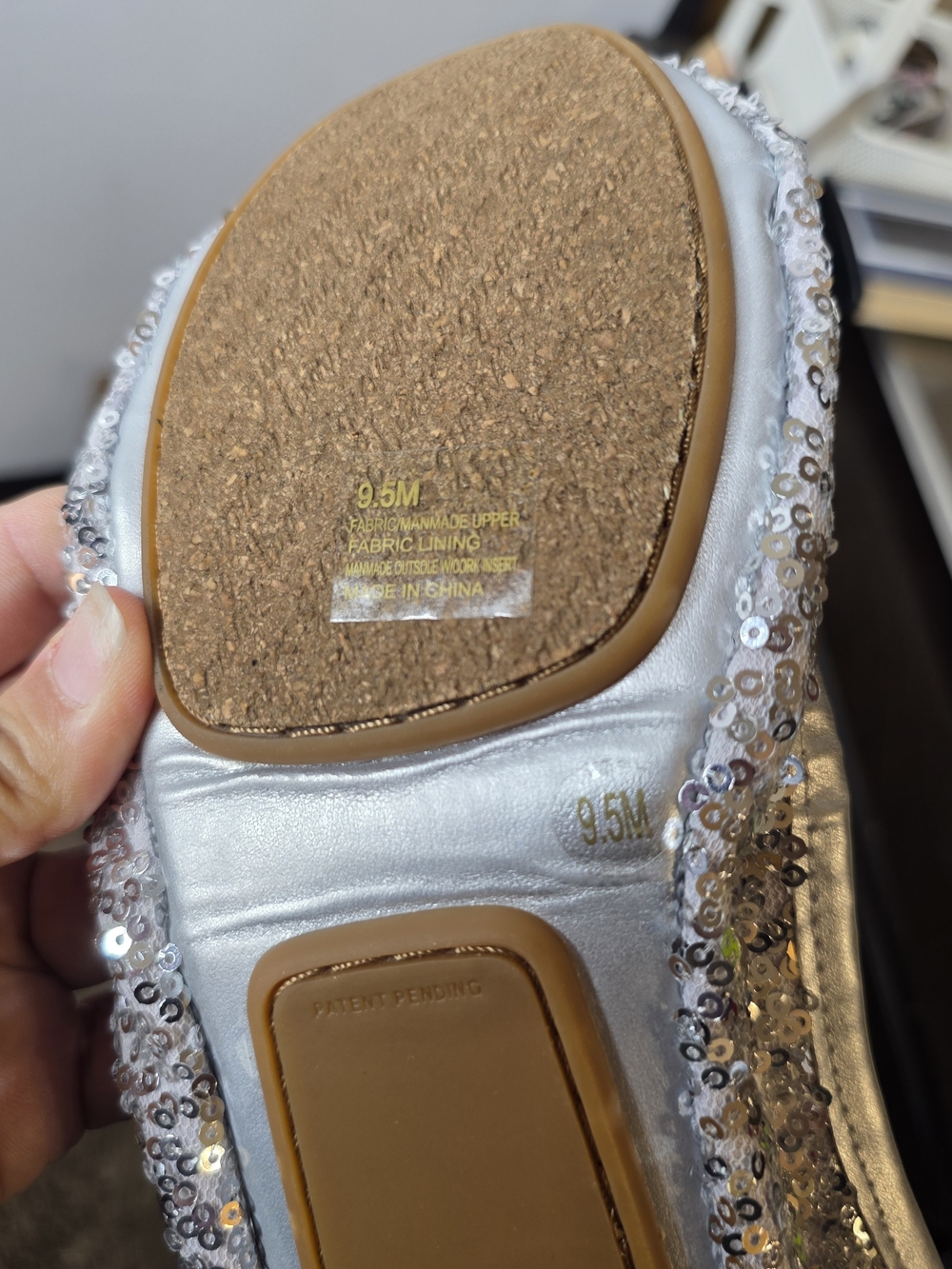 Foldable Silver Sequin Ballet Flats Size 9.5 M - Picture 5 of 11